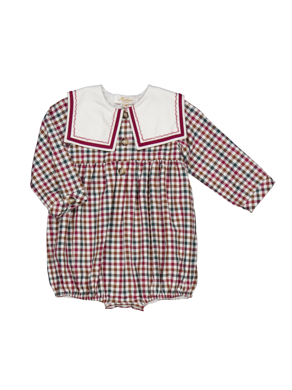 Paulin Gingham Romper Rompers Kidiwi Burgundy Gingham 6M