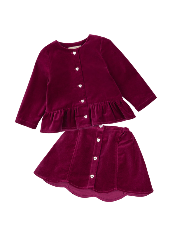 Barbara Velvet Skirt Set Sets Konges Sløjd Sangria 3Y