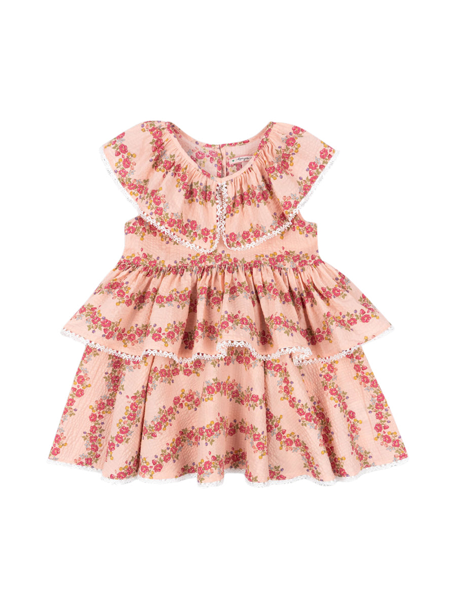 Bella Floral Frill Dress Dresses Konges Sløjd Floria Pink 2Y