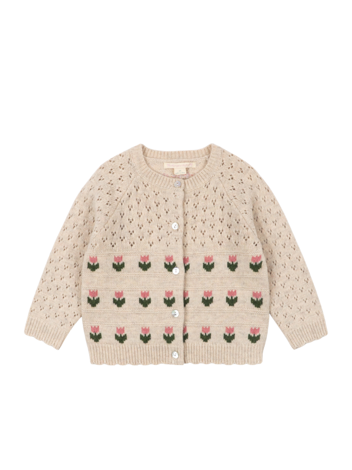 Belle Flower Cardigan Sweaters Konges Sløjd Cream 12M