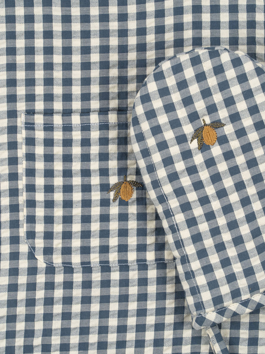 Blue Check Apron Set Pretend Play Konges Sløjd   