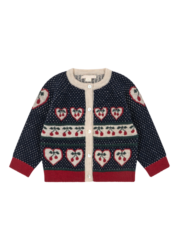Cherry Hearts Cardigan Sweaters Konges Sløjd Navy 18M