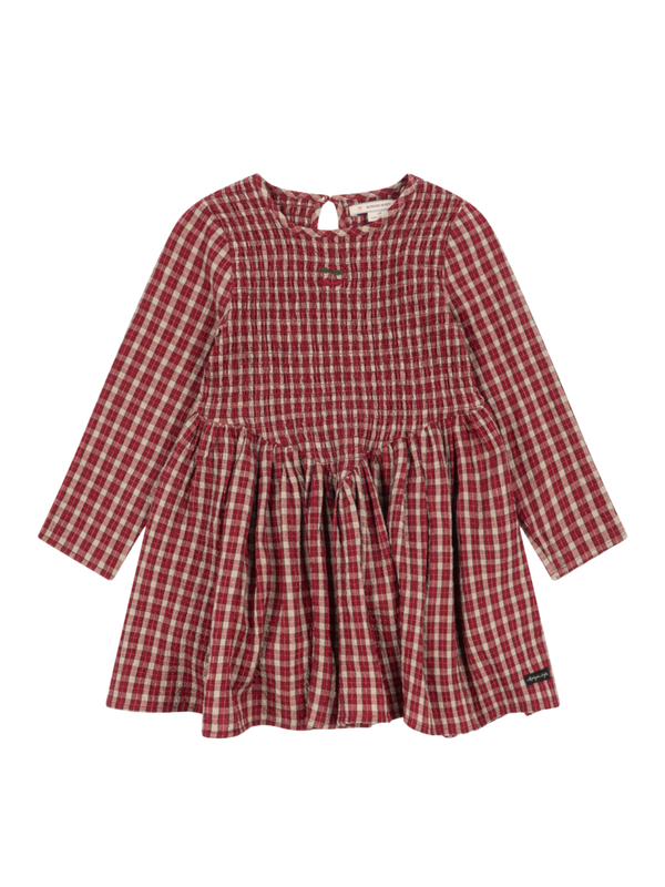 Elin Smocked Dress Dresses Konges Sløjd Brick Check 18M