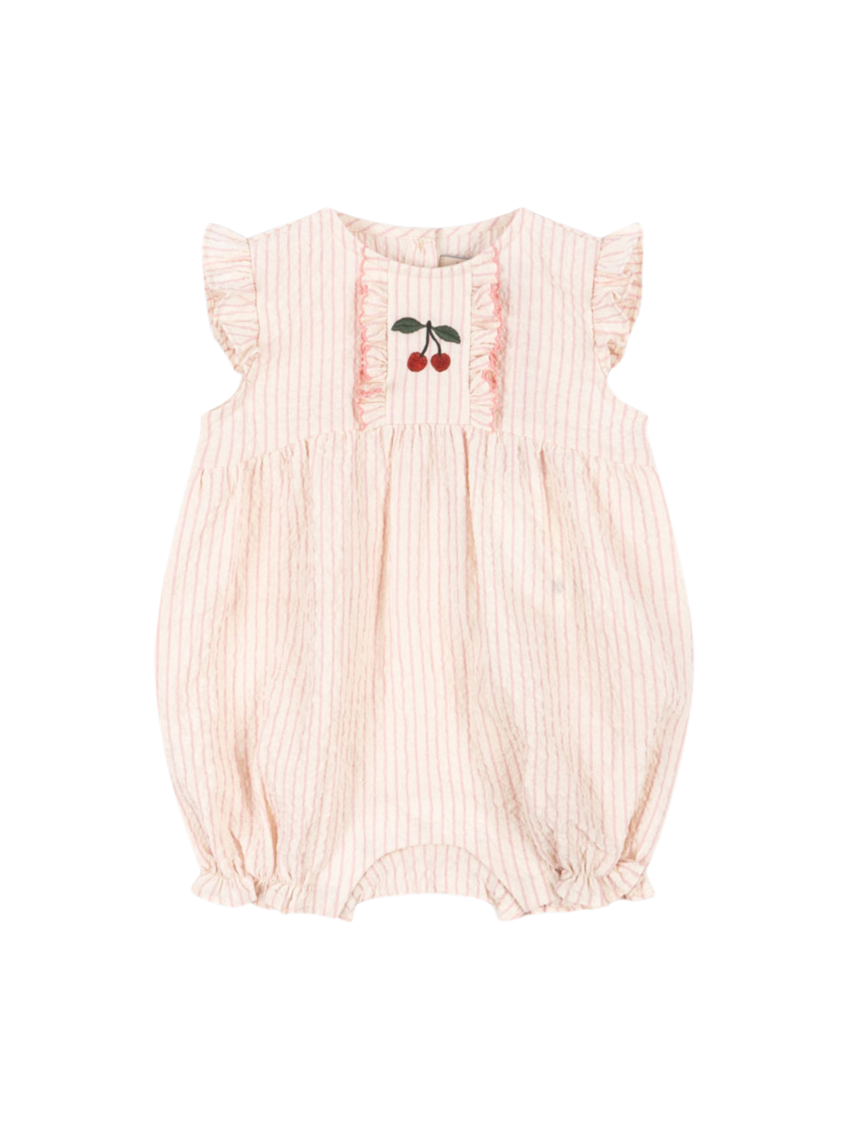 Ellie Frill Cherry Romper Rompers Konges Sløjd Peony Stripe 3M