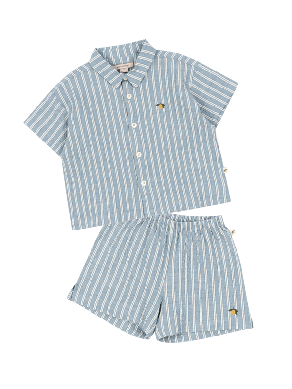Elliot Chambray Stripe Shorts Set Sets Konges Sløjd