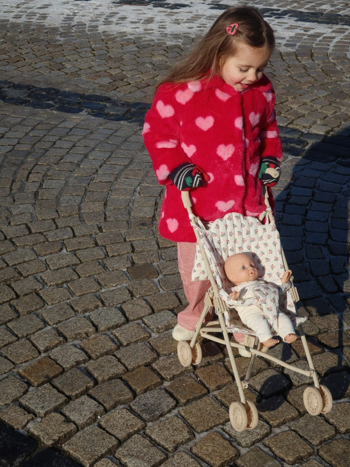 Red Faux Fur Heart Coat Outerwear Konges Sløjd