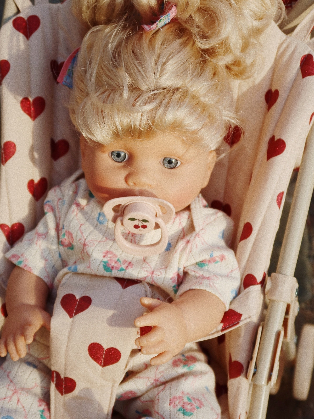 Heart Print Doll Stroller Pretend Play Konges Sløjd