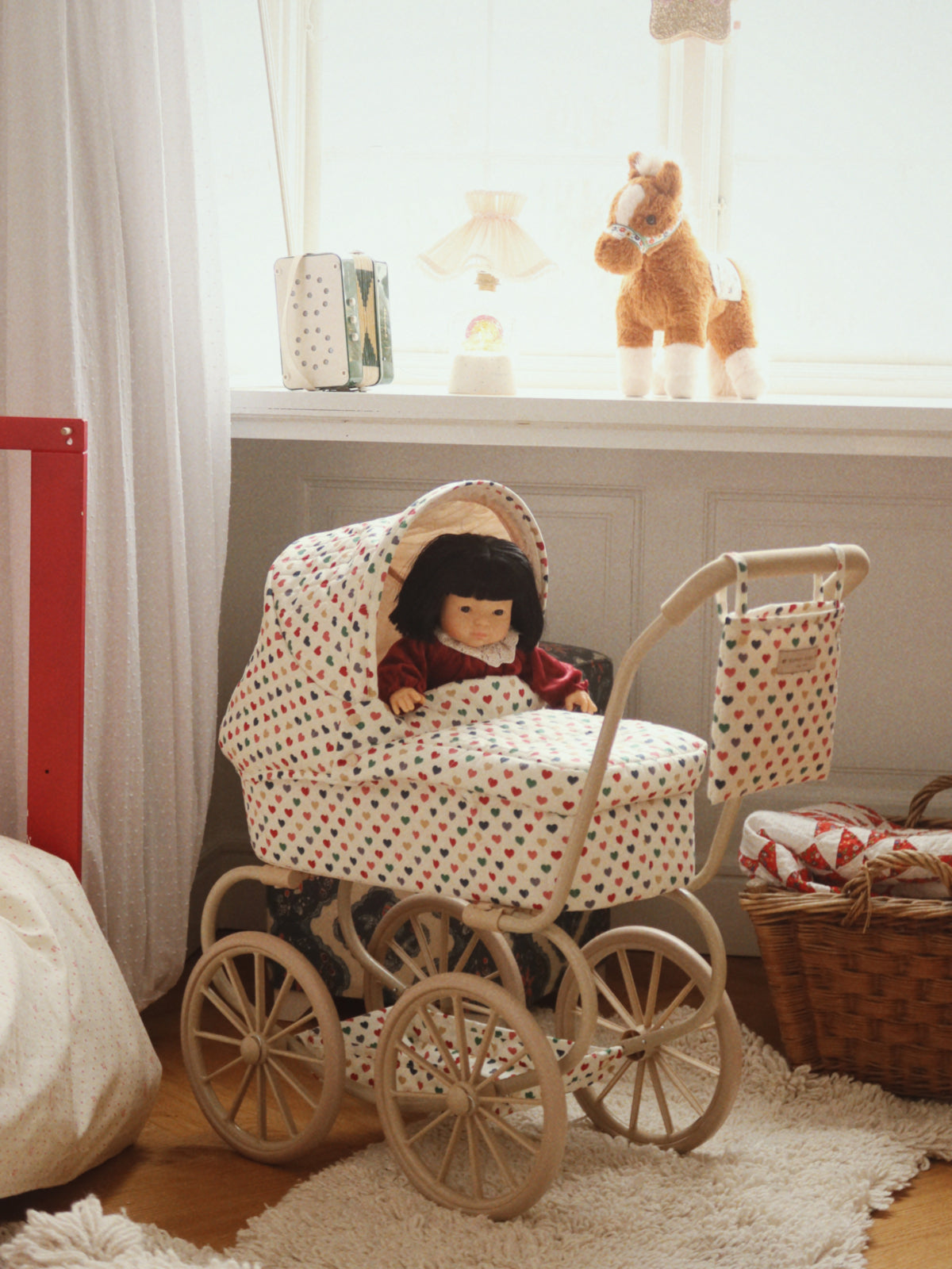 Hearts Minnie Doll Pram Pretend Play Konges Sløjd