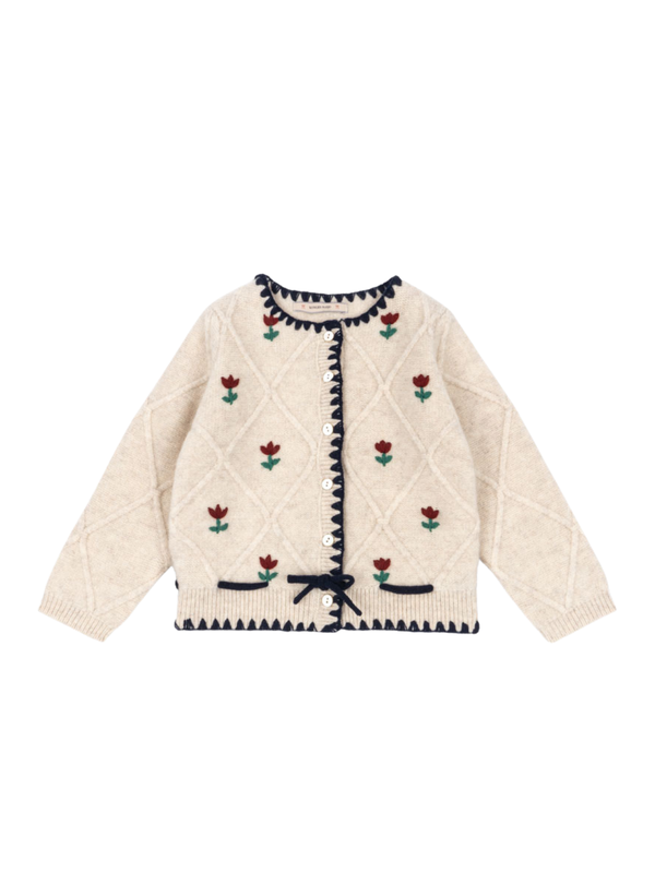 Iska Embroidered Cardigan Sweaters Konges Sløjd Oatmeal 2Y