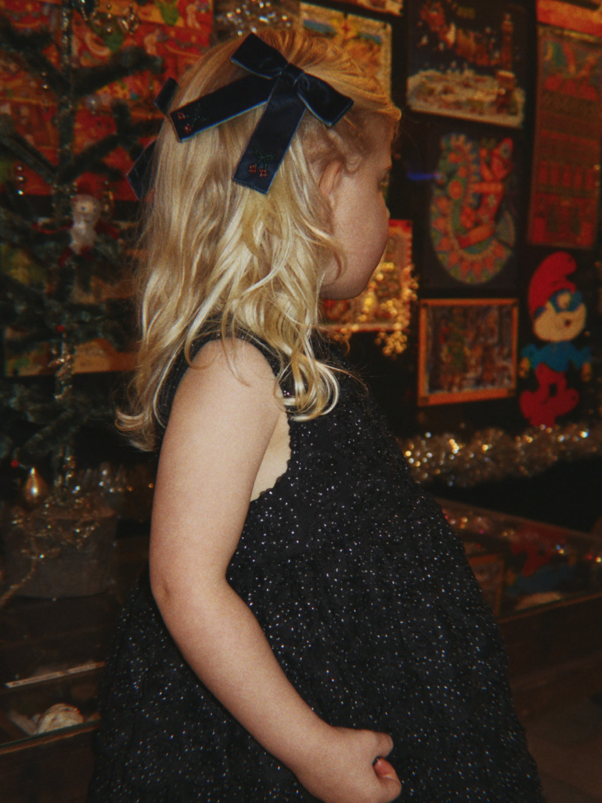 Juliette Velvet Bow Hair Clips - Navy Hair Accessories Konges Sløjd