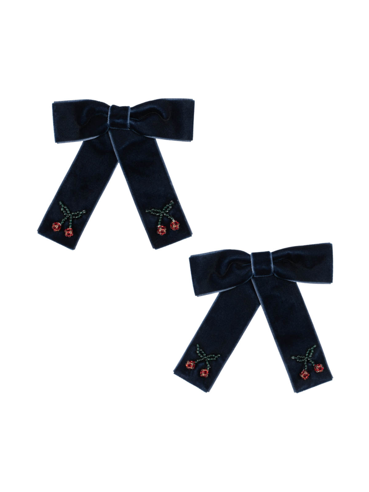 Juliette Velvet Bow Hair Clips - Navy Hair Accessories Konges Sløjd