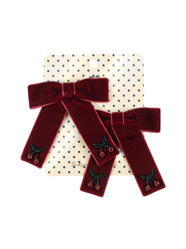 Juliette Velvet Bow Hair Clips - Rio Red Hair Accessories Konges Sløjd