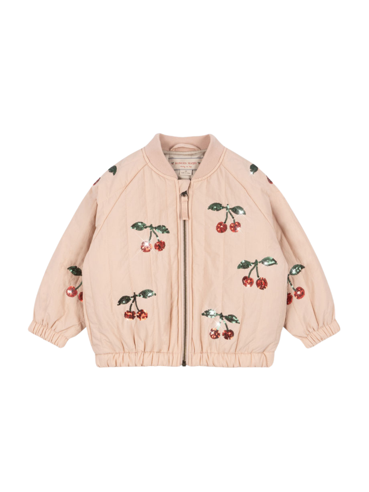 Juno Cherry Sequin Bomber Jacket Outerwear Konges Sløjd Cameo Rose 2Y