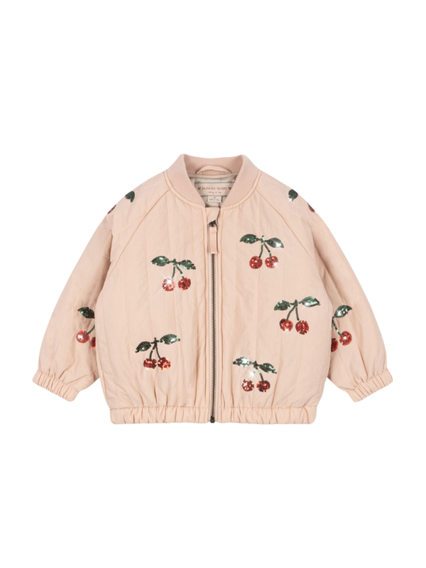 Juno Cherry Sequin Bomber Jacket Outerwear Konges Sløjd Cameo Rose 2Y