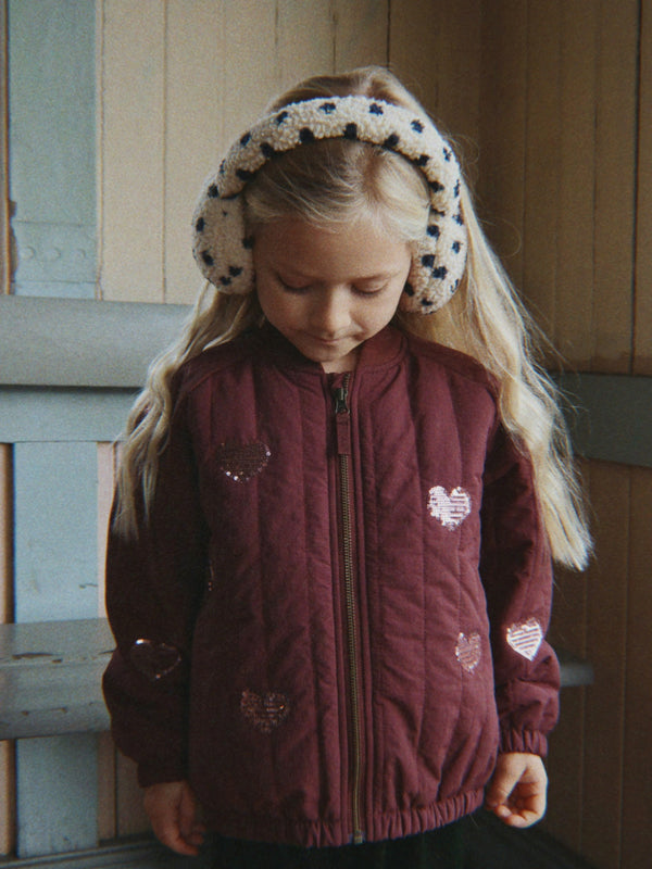 Juno Sequin Hearts Bomber Jacket
