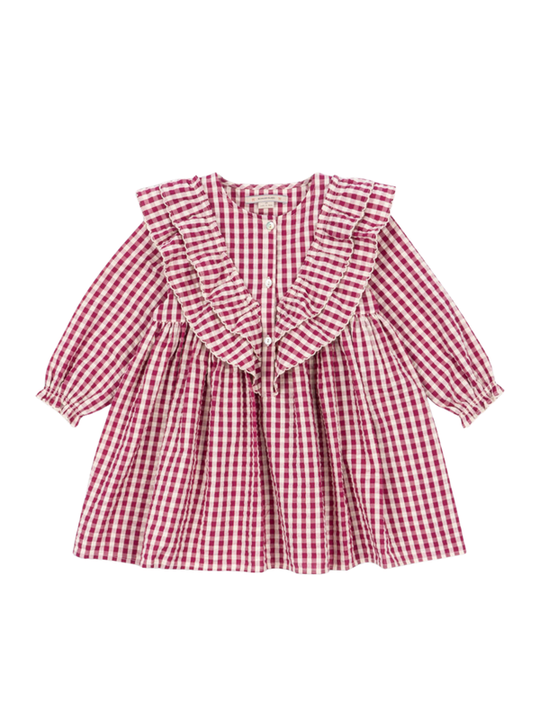 Kim Gingham Frill Dress Dresses Konges Sløjd Sangria Check 2Y