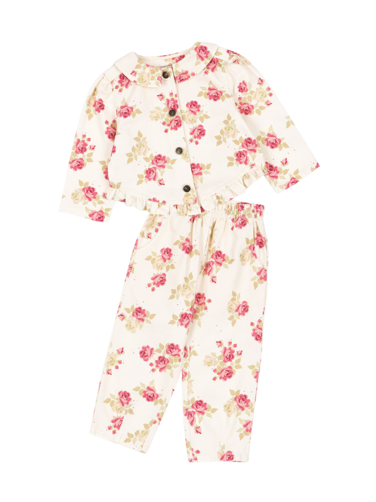 Magot Frill Roses Jacket & Pants Set Sets Konges Sløjd Ivory 2Y