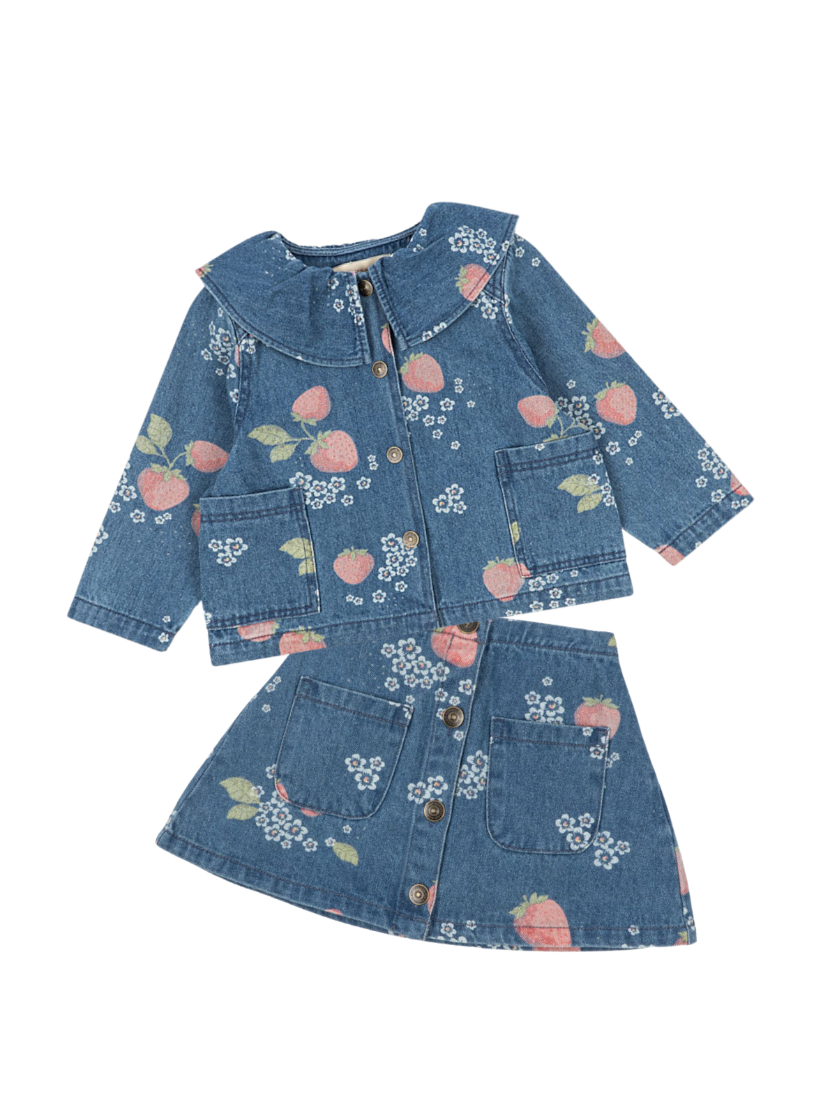 Magot Strawberry Print Denim Set Sets Konges Sløjd Denim 2Y