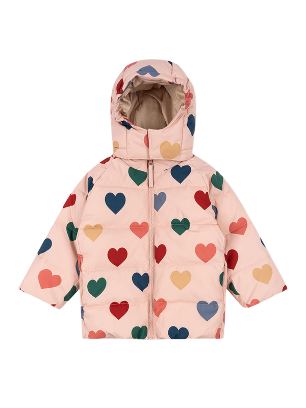 Multi Hearts Nuka Puffer Coat Outerwear Konges Sløjd Coeur Rose 2Y