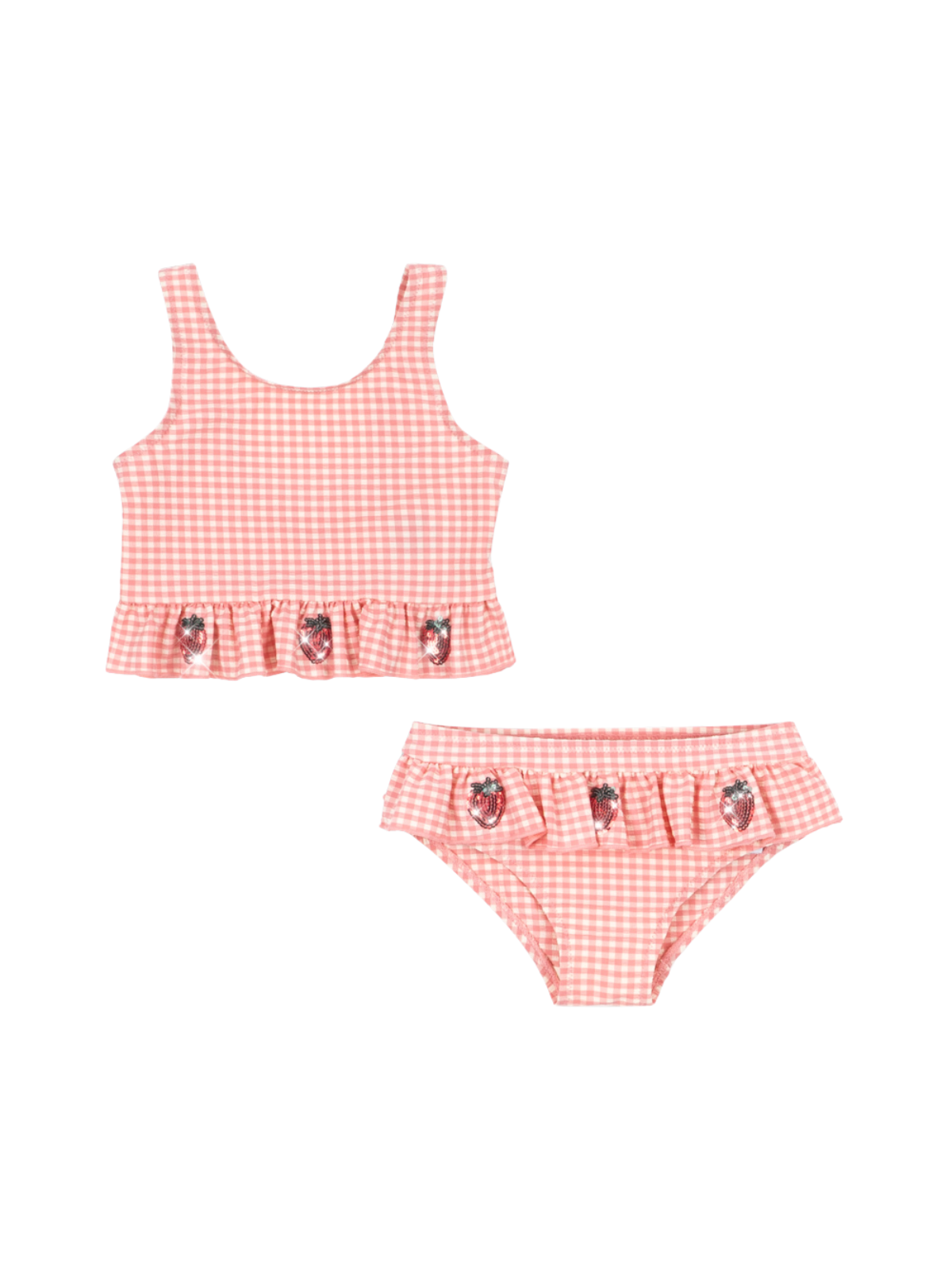 Pink Strawberry Gingham Etta Bikini Swim Konges Sløjd Pink 4Y