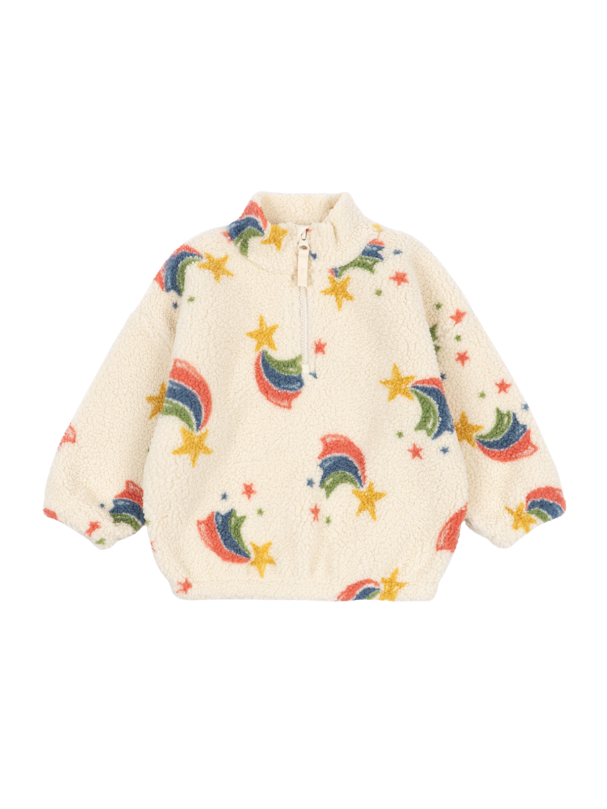 Rainbow Star Teddy Half Zip Jacket Outerwear Konges Sløjd Ivory 12M