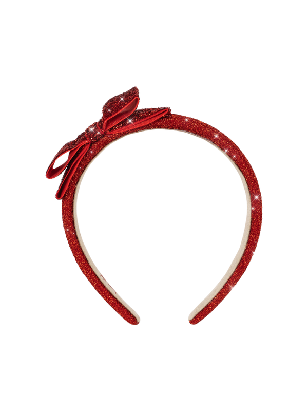 Red Glitter Velvet Bow Headband Hair Accessories Konges Sløjd
