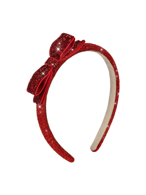 Red Glitter Velvet Bow Headband Hair Accessories Konges Sløjd