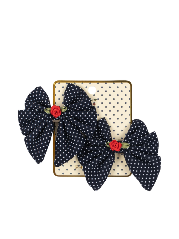 Rose Rouge Bow Hair Clip Set