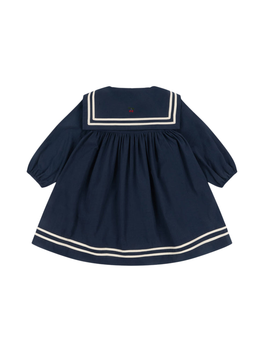 Girls Navy Sailor Dress with White Collar popular and Tie with Gold Anchor Buttons