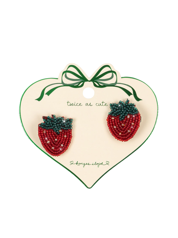 Set of Strawberry Beaded Hair Clips Hair Accessories Konges Sløjd