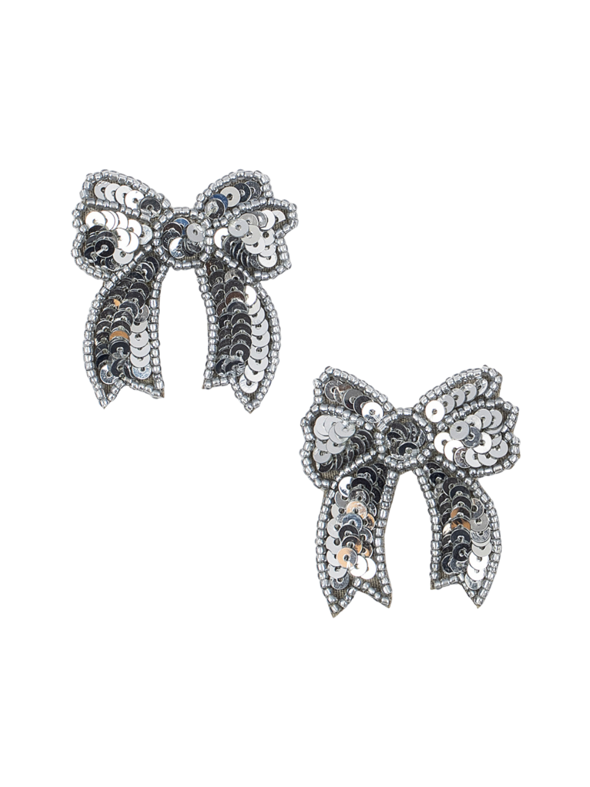 Silver Sequin Bow Clips Hair Accessories Konges Sløjd