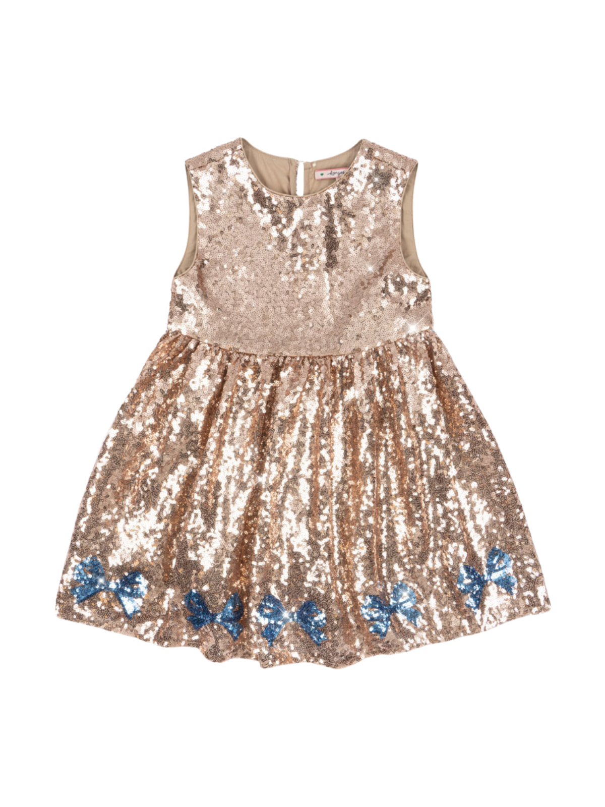 Starla Sequin Bows Dress Dresses Konges Sløjd Gold Blush 18M