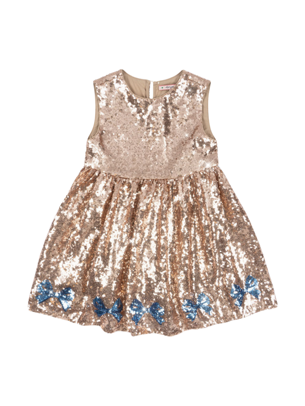 Starla Sequin Bows Dress Dresses Konges Sløjd Gold Blush 18M