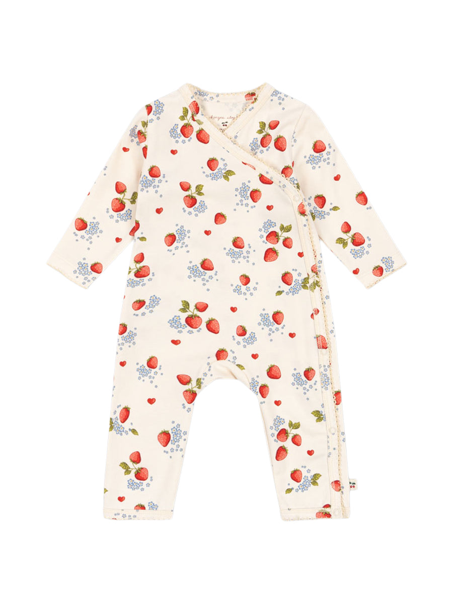 Strawberry Print Romper Rompers Konges Sløjd Ivory 0-1M