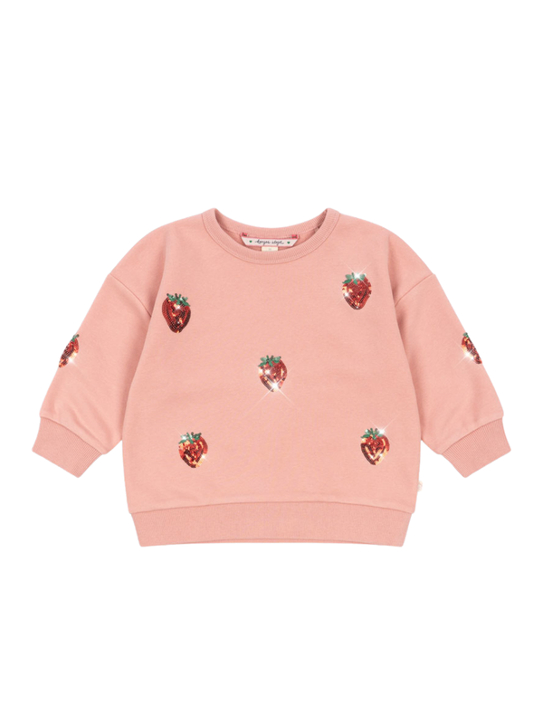 Strawberry Sequin Sweatshirt Sweatshirts Konges Sløjd Mellow Rose 18M