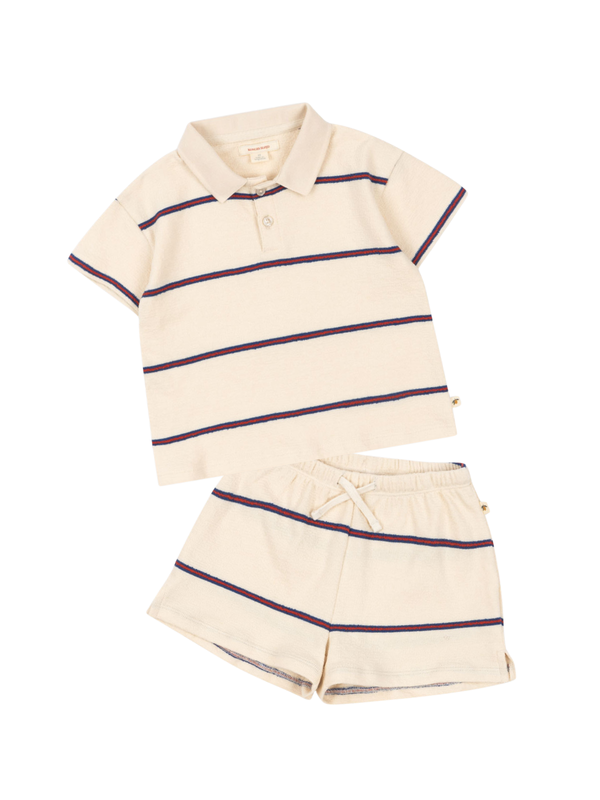 Trio Stripe Polo Set Sets Konges Sløjd Ivory 2Y