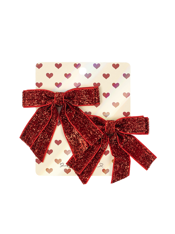 Velvet Glitter Double Bow Hair Clips Hair Accessories Konges Sløjd