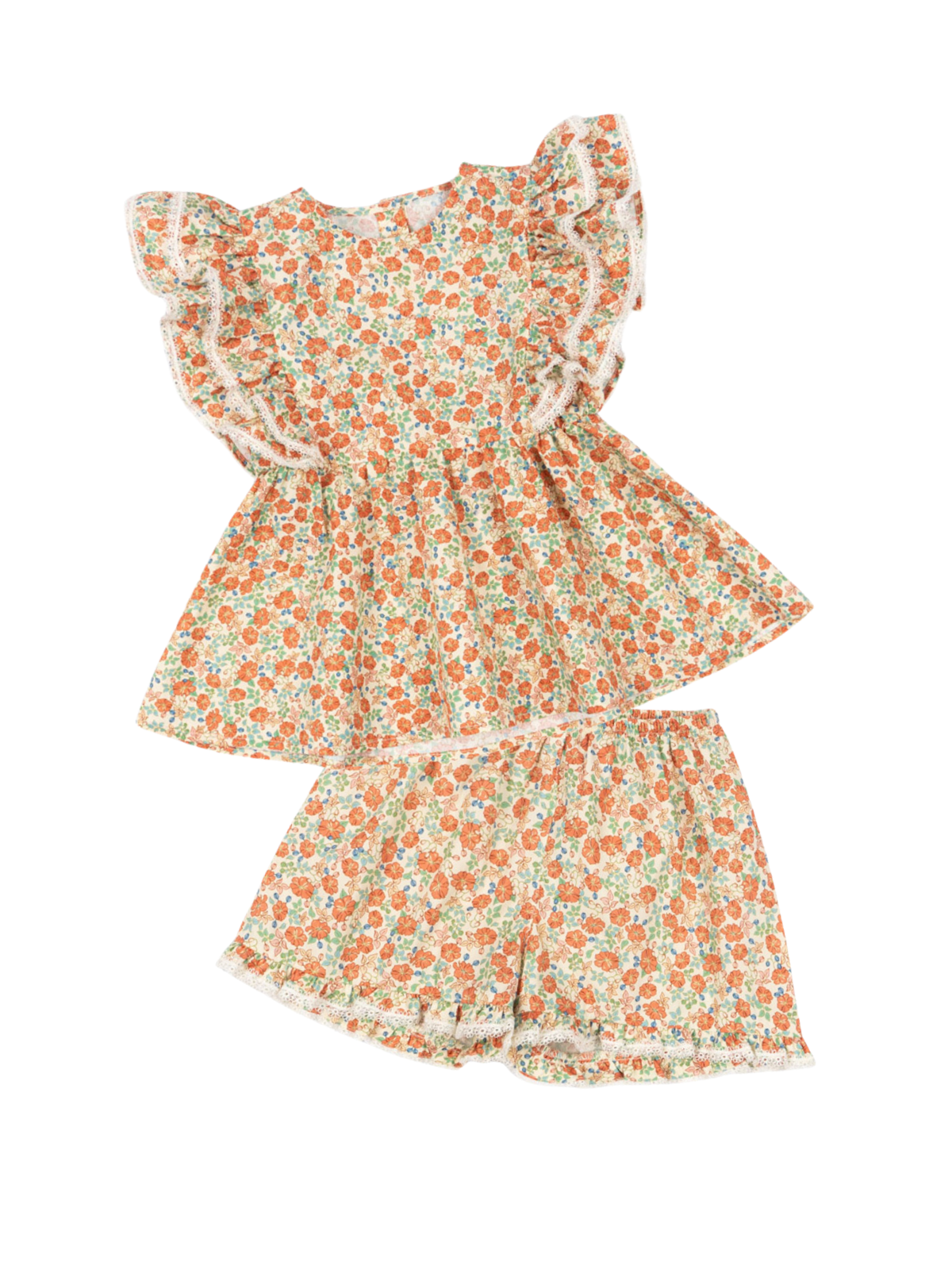 Verbena Floral Ruffle Shorts Set Sets Konges Sløjd Kaluka 2Y