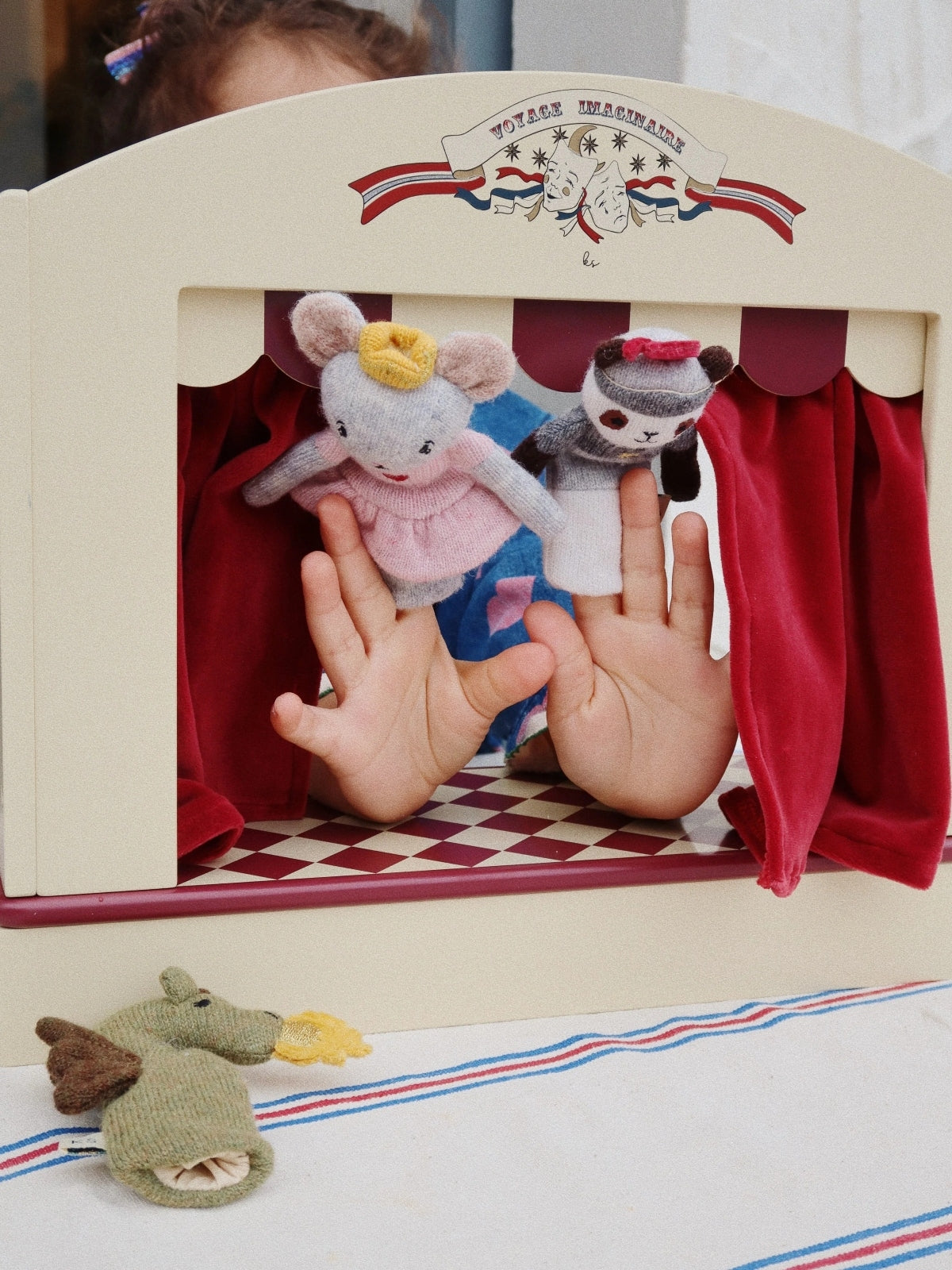 Wooden Finger Puppet Theater Pretend Play Konges Sløjd