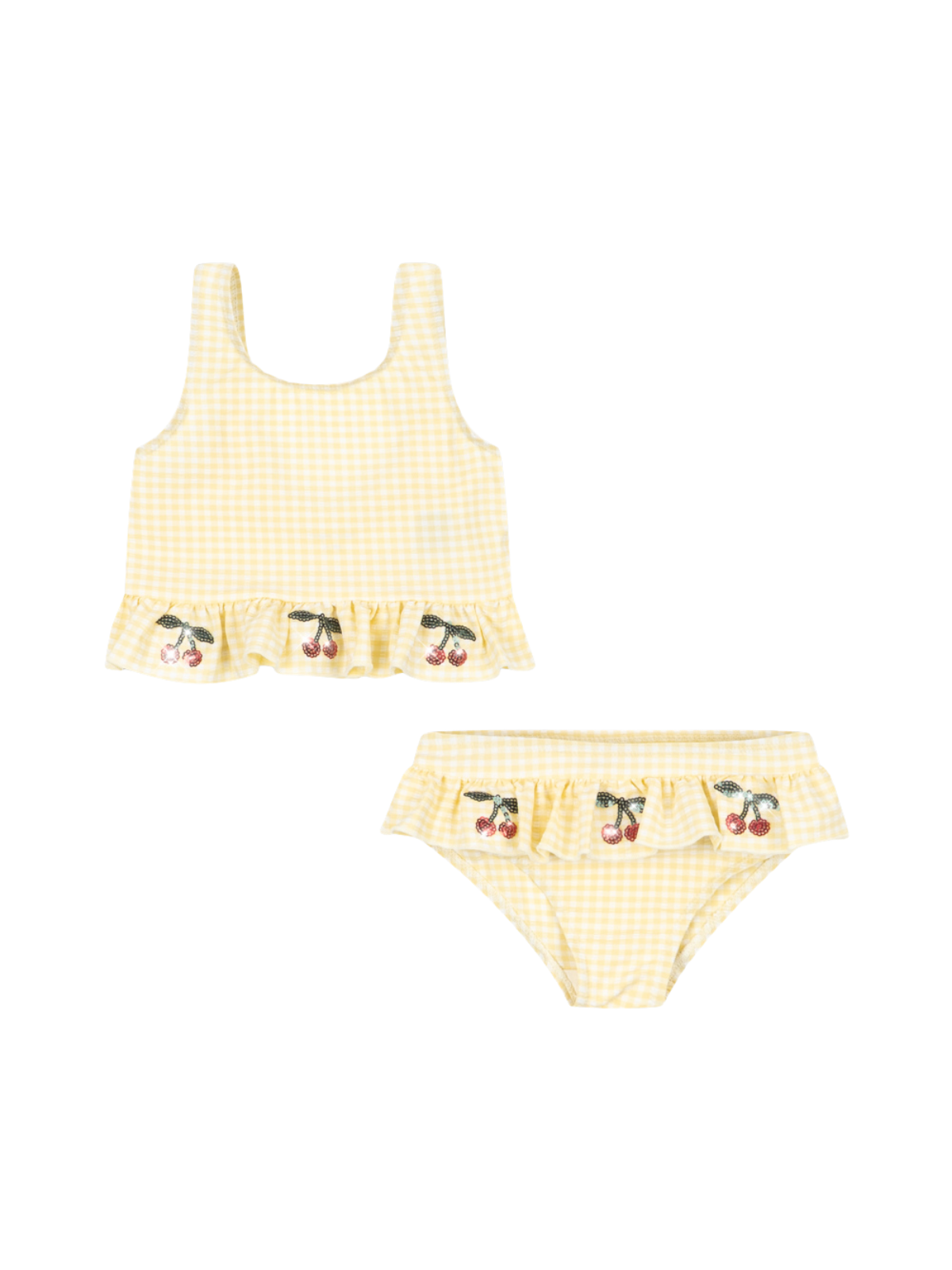 Yellow Cherry Gingham Etta Bikini Swim Konges Sløjd Yellow 4Y