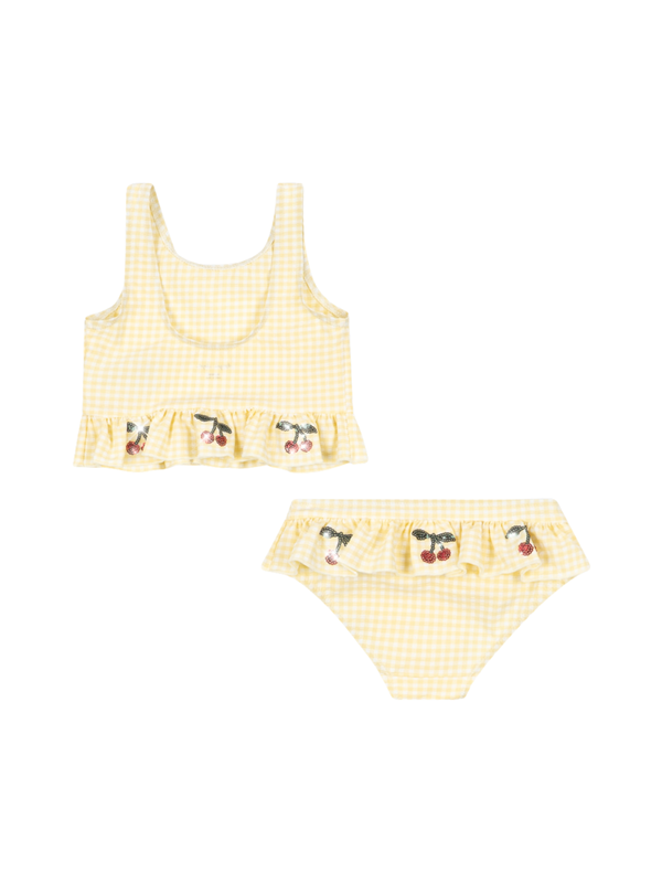 Yellow Cherry Gingham Etta Bikini Swim Konges Sløjd