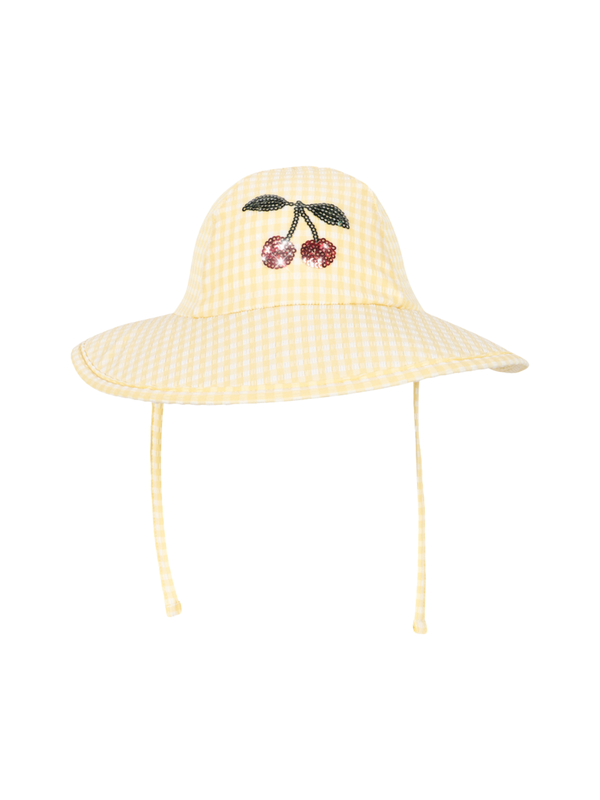 Yellow Cherry Gingham Etta Swim Hat Hats Konges Sløjd Yellow 6-9M