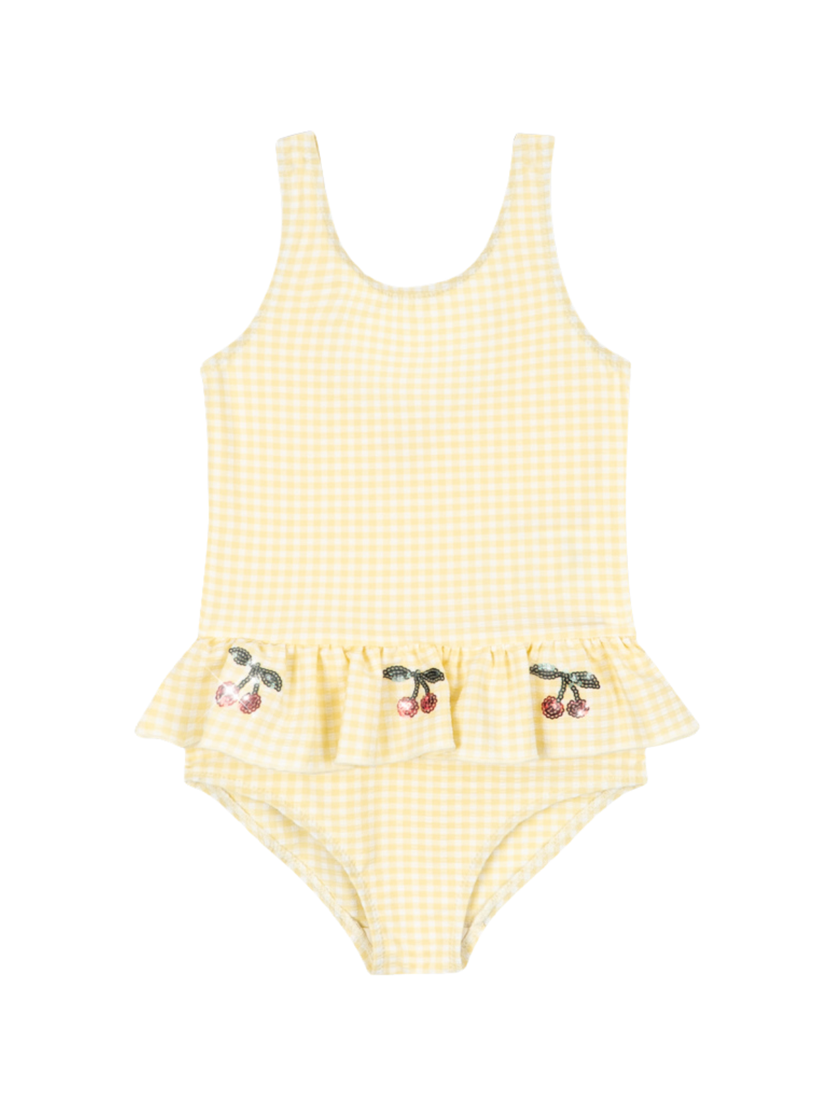 Yellow Cherry Gingham Etta Swimsuit Swim Konges Sløjd Yellow 6M