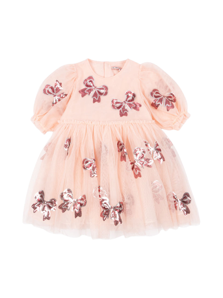 Yvonne Short Sleeve Dress with Sequin Bows Dresses Konges Sløjd Bella Bow 2Y