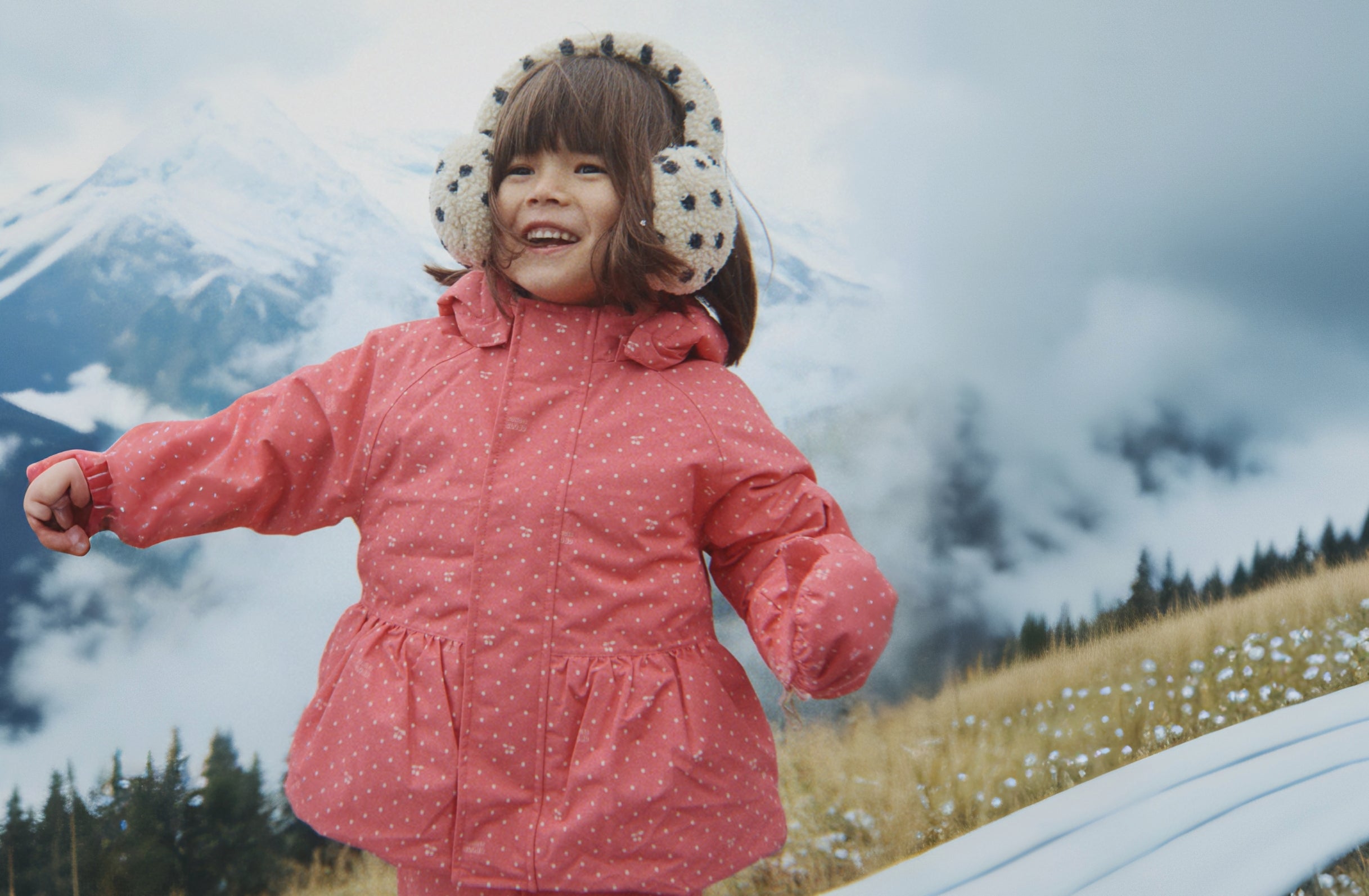 girl wearing konges mismou dot frill coat