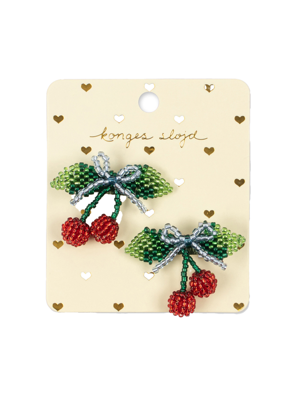 Beaded Cherry Hair Clip Set
