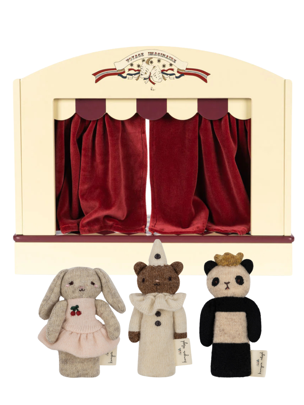 Wooden Finger Puppet Theater Pretend Play Konges Sløjd