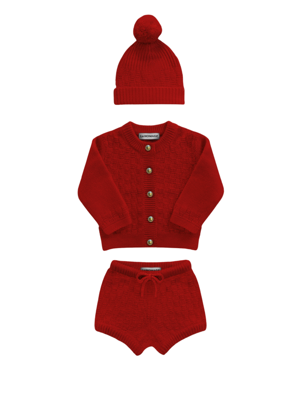 The Aspen Cashmere Baby Set - Scarlet Sets La Homage Scarlet 0-6M