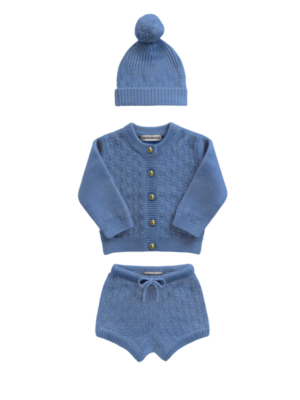 The Aspen Cashmere Baby Set - Sky Blue Sets La Homage Sky Blue 0-6M