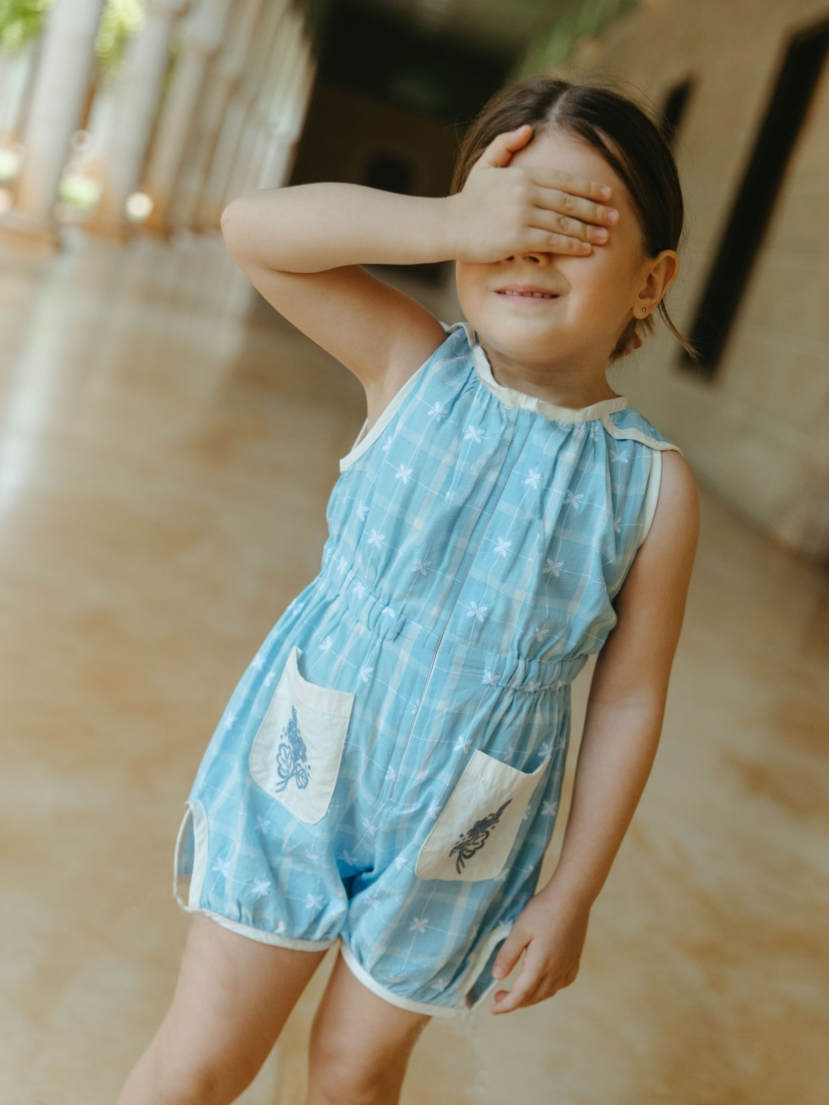 Embroidered Pocket Romper Rompers Lali